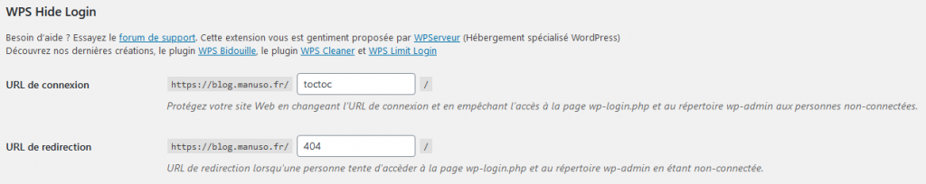 réglage de l'extension
