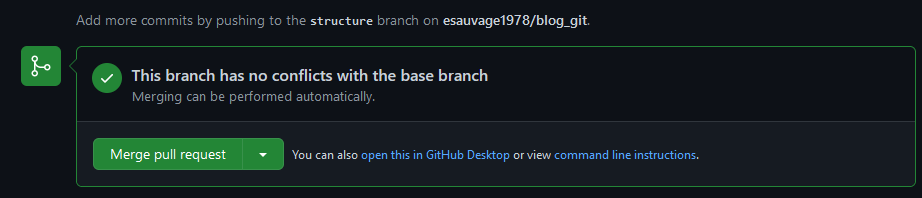 GitHub : Merge de la pull request